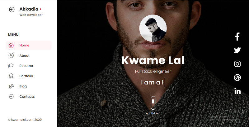 Personal portfolio light theme HTML5 website template - Kwamelal | themeforest.com